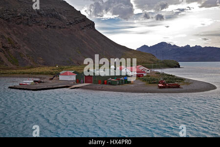 Reste de l'ancien port baleinier à Grytviken, Géorgie du Sud Banque D'Images