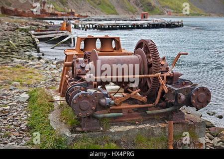 Reste de l'ancien port baleinier à Grytviken, Géorgie du Sud Banque D'Images