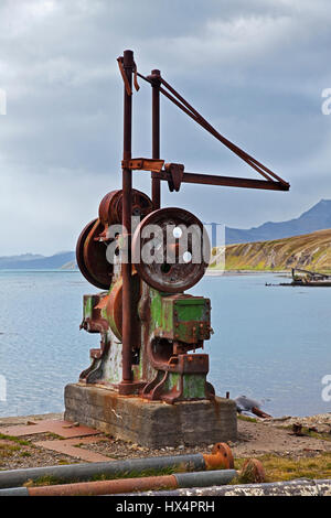 Reste de l'ancien port baleinier à Grytviken, Géorgie du Sud Banque D'Images