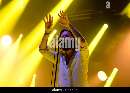 Barcelone - 4 JUIL : Le Père John Misty (band) en concert au Festival de Vida le 4 juillet 2015 à Barcelone, Espagne. Banque D'Images