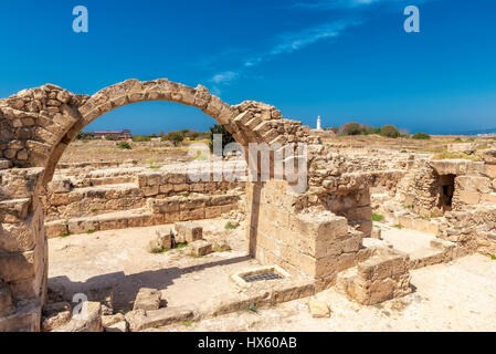 Ruines d'un ancien temple. Parc archéologique de Paphos. Un site du patrimoine mondial. Kato Paphos. Chypre. Banque D'Images