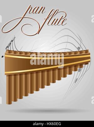 Instruments de musique à vent flûte de pan stock vector illustration isolé sur fond gris Illustration de Vecteur