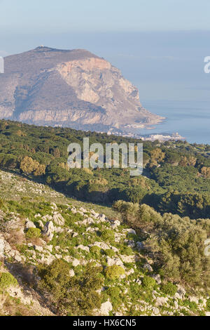 Palerme Monte Pellegrino - vue Mondello Banque D'Images