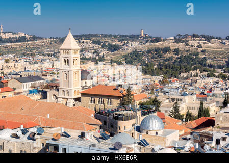 Vue aérienne de la vieille ville de Jérusalem, Israël. Banque D'Images