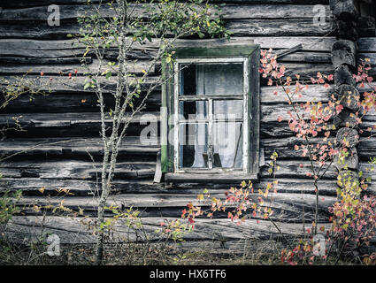 De fenêtre maison abandonnée à Tchernobyl Banque D'Images