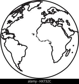 Planète Terre ligne d'image mondiale Illustration de Vecteur