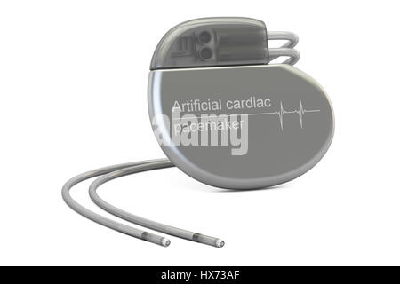 Stimulateur cardiaque artificiel, rendu 3D isolé sur fond blanc Banque D'Images