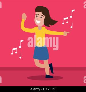 Happy woman danse musique Illustration de Vecteur