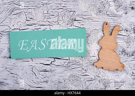 Carte de pâques lapin, de contreplaqué. Banque D'Images