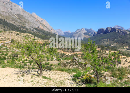 Vue panoramique sur les montagnes près de Sella, dans la région de Valence, Espagne Banque D'Images