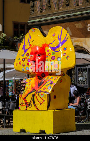 'Cerf-tête' sculpture de Marc Felten, 2016 L'Art de la rue, Strasbourg, Alsace, France Banque D'Images