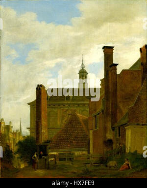 Le tableau de Jan van der Heyden de 1667, « The Old Amsterdam Exchange », dépeint l'atmosphère animée du quartier financier d'Amsterdam, mettant en valeur la vitalité commerciale de la ville au XVIIe siècle. Banque D'Images