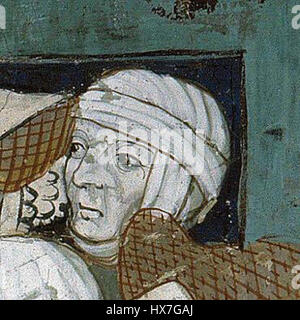 Ce détail de la *prédication de Marie Madeleine aux Marseillais* représente Sainte Marie-Madeleine prêchant au peuple marseillais. L'œuvre capture le moment de son travail missionnaire, avec des couleurs vives soulignant l'intensité émotionnelle et la signification religieuse de la scène. Banque D'Images