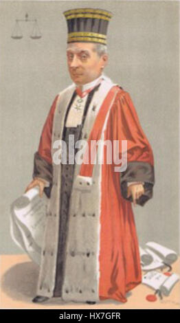 La caricature de Quesnay de Beaurepaire, publiée dans Vanity Fair le 4 février 1893, critique avec humour les figures sociales de l'époque, caractéristiques du style satirique que l'on retrouve dans la démarche éditoriale du magazine. Banque D'Images