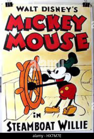 Un court métrage d'animation créé en 1928 par Walt Disney et Ub Iwerks, remarquable pour être le premier à présenter un son synchronisé. *Steamboat Willie* a marqué les débuts de Mickey Mouse et est considéré comme un jalon dans l'histoire de l'animation. Banque D'Images