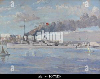 Cette peinture de Yavuz Sultan Selim, créée en 1919, représente le sultan ottoman du XVIe siècle dans un style très détaillé et expressif. L'œuvre d'art capture sa présence imposante, soulignant ses prouesses militaires et son leadership au plus fort de l'Empire ottoman. Banque D'Images