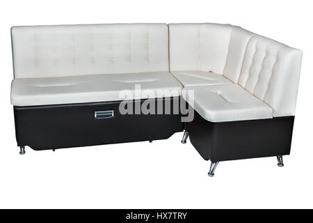 Canapé-lit convertible, coin salle à manger, isolé sur fond blanc, : chemin de détourage. Banque D'Images