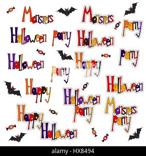 Dessin animé jeu de mots et d'expressions pour les messages d'Happy Halloween, Halloween party pour une annonce. Isolées. Vector illustration Illustration de Vecteur