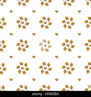 Motif feuilles. Peint à la main d'or d'arrière-plan transparent. Golden Leaf Abstract illustration. Banque D'Images