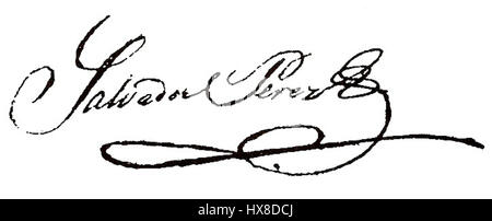 Cette signature est associée à Salvador Perez, un joueur de baseball de premier plan, connu pour ses réalisations en tant que receveur dans la Ligue majeure de baseball (MLB). La signature, datée de 2012, représente un moment clé de sa carrière avec les Royals de Kansas City. Banque D'Images