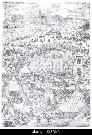 Le siège de Vienne en 1529 a été un événement charnière pendant l'expansion de l'Empire ottoman en Europe. Cette campagne militaire marque la première défaite majeure des forces ottomanes aux portes de Vienne. Banque D'Images