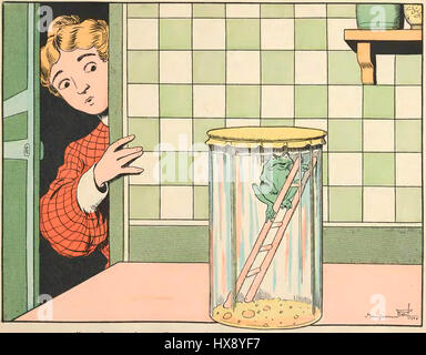 Les petites misères de la vie des animaux de Rabier est une série d'illustrations représentant les aspects humoristiques et parfois tragiques de la vie animale. Cet ouvrage, publié par Garnier, offre une vision éclairée mais perspicace des animaux dans diverses situations. Banque D'Images