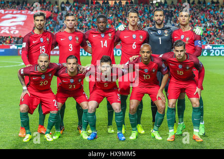 25 mars 2017. Lisbonne, Portugal. Portugal équipe de départ pour la coupe du monde FIFA 2018 qualificateur entre le Portugal et la Hongrie crédit: Alexandre de Sousa/Alay Live News Banque D'Images