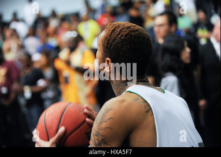 Tyga assiste à la célébrité de l'image-objet jeu de basket-ball au cours de l'expérience au PARI 2014 A.L. Vivre le 28 juin 2014 à Los Angeles, Californie. Banque D'Images
