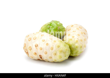 Fruits de noni isolé sur fond blanc Banque D'Images