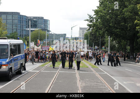 Berlin, Allemagne, août 9th, 2014 : défilé de chanvre manifestation tenue à la légalisation du cannabis. Banque D'Images