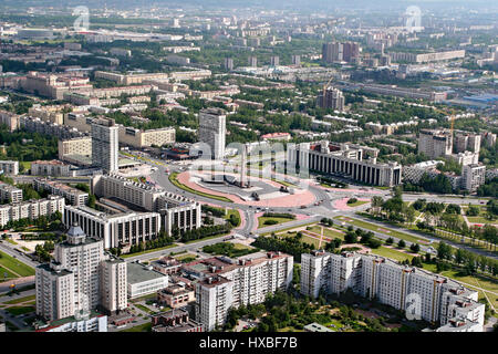 Saint Petersburg, Russie - le 19 juillet 2007 : Vue aérienne du district de Moscou, la place de la Victoire, la fin de la perspective Moskovsky, et le début de la Banque D'Images