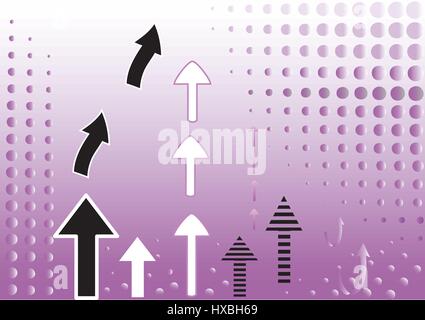 Flèches pointant vers le haut sur fond violet Illustration de Vecteur