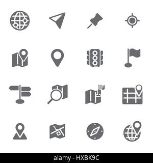 Vector icons set carte noire sur fond blanc Illustration de Vecteur