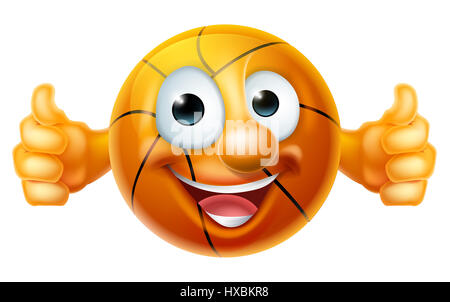 Une bonne caricature basket-ball ball man mascot character faisant un double Thumbs up Banque D'Images