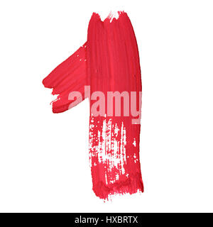 1 - Rouge chiffres manuscrites sur fond blanc Banque D'Images