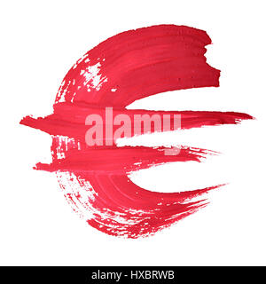 La main rouge signe euro over white background Banque D'Images