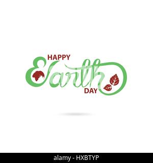 Heureux le jour de la Terre verte des éléments de conception typographique. Heureux le jour de la Terre part icône lettrage.heureux le jour de la Terre symbole.Design logo pour carte de souhaits,Poster Illustration de Vecteur