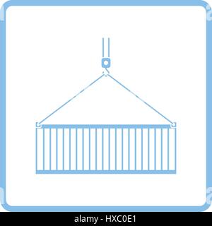Crochet de grue levée contenant. Design cadre bleu. Vector illustration. Illustration de Vecteur