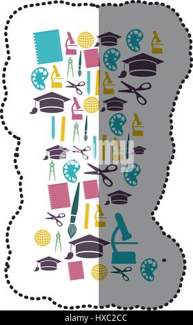 Autocollant coloré ensemble d'icônes de l'étude Illustration de Vecteur