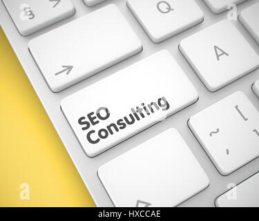 SEO Consulting - texte blanc sur la touche du clavier. 3D. Banque D'Images