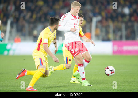 26 mars 2017 : Andreas Cornelius (21) la campagne de qualification pour la Coupe du Monde 2018 match entre la Roumanie et le Danemark à Cluj Arena, Cluj Napoca, Roumanie ROU. Foto : Cronos/Manases Sandor Banque D'Images