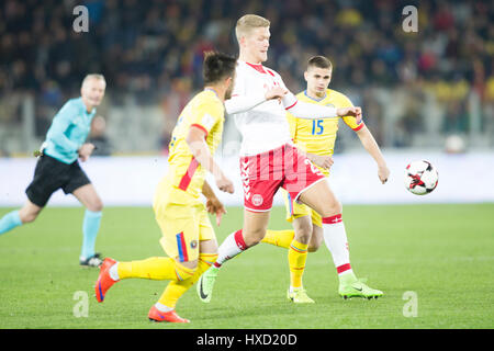 26 mars 2017 : Andreas Cornelius (21) la campagne de qualification pour la Coupe du Monde 2018 match entre la Roumanie et le Danemark à Cluj Arena, Cluj Napoca, Roumanie ROU. Foto : Cronos/Manases Sandor Banque D'Images