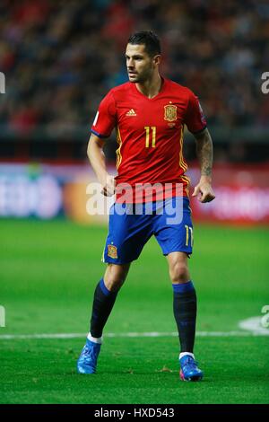 Vitolo (ESP), le 24 mars 2017 Football / Soccer - Coupe du Monde FIFA 2018 : tour de qualification match entre l'Espagne 4-1 Israël au Stade El Molinon de Gijon, Espagne. (Photo de Mutsu Kawamori/AFLO) [3604] Banque D'Images