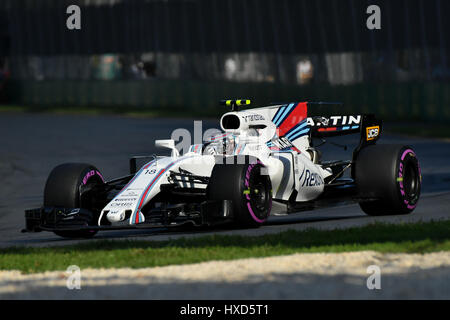 L'Albert Park, Melbourne, Australie. Mar 26, 2017. Promenade lance (CAN) # 18 de l'équipe Martini Racing Williams tourner trois tours à l'Australien 2017 Grand Prix de Formule 1 à l'Albert Park, Melbourne, Australie. Bas Sydney/Cal Sport Media/Alamy Live News Banque D'Images