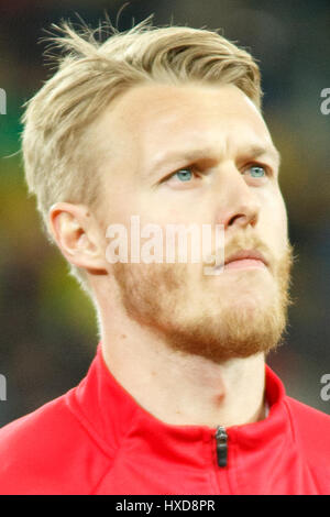 CLUJ-NAPOCA, Roumanie, 26 mars : Denmark's National Soccer player Simon Kjaer en photo avant la Coupe du Monde 2018 jeu de football qualificatif entre la Roumanie et le Danemark, le 26 mars, à Cluj Arena Stadium, à Cluj-Napoca, Roumanie. (Photo par Mircea Rosca/Getty Images) Banque D'Images