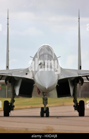 Construit soviétique Sukhoi Su-30MKI multi-rôle avancé des combattants de l'Indian Air Force à RAF Coningsby, Lincolnshire UK Banque D'Images