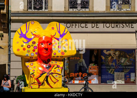 'Cerf-tête' sculpture de Marc Felten, 2016 L'Art de la rue, Strasbourg, Alsace, France Banque D'Images