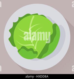 Vector cartoon style plat icône de chou vert Illustration de Vecteur