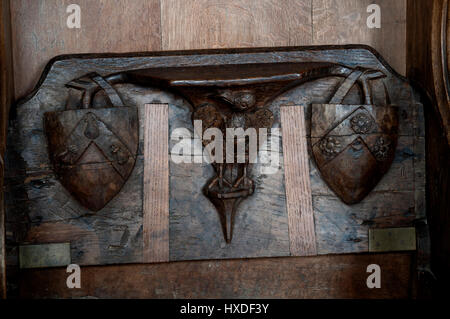 Un misericord dans Saint Nicolas, Sainte Marie et l'église Saint Thomas, Blakeney, Norfolk, England, UK Banque D'Images