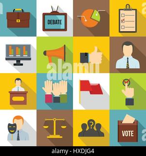 Voter icons set, style plat Illustration de Vecteur